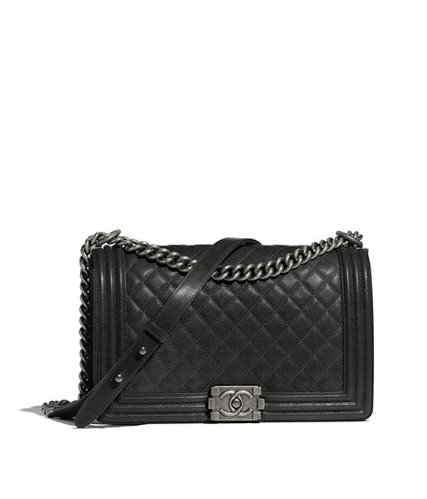 Large boy chanel handbag, Calfskin & ruthenium